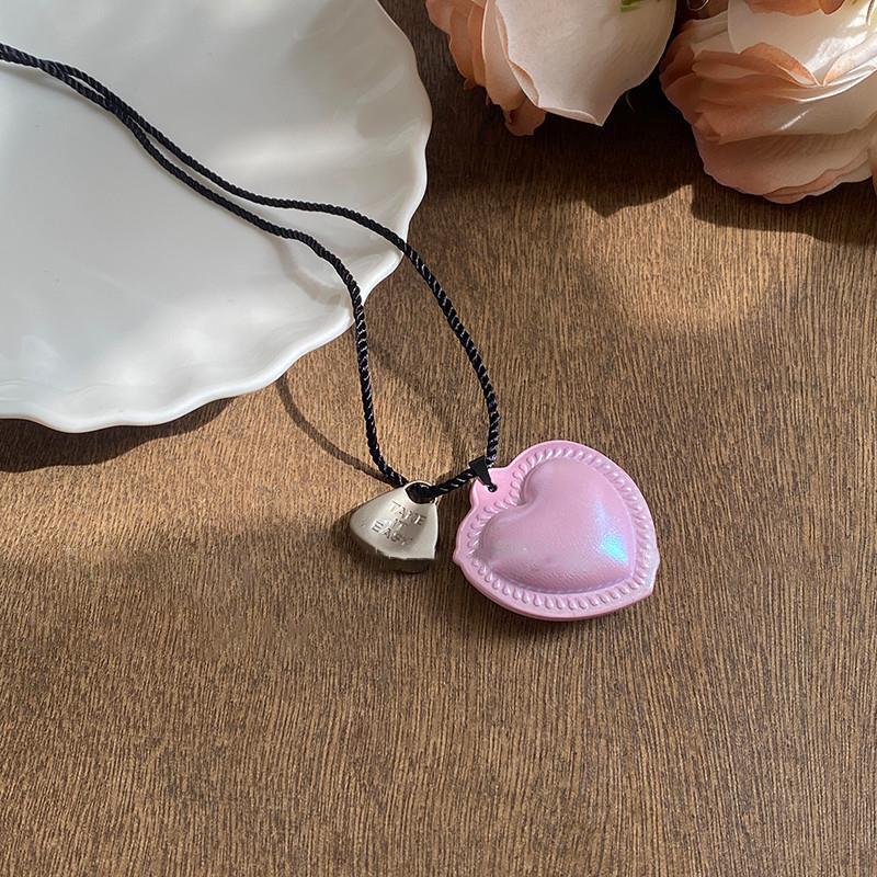 Dopamine Color Flower Love Necklace Summer Small Fresh Long Collarbone Chain Holiday Sweet Girl Heart Necklace