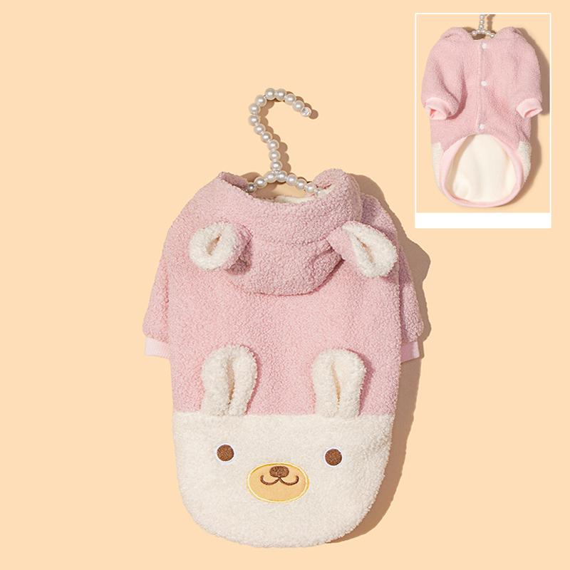 Autumn and winter anti-slip cute bear hooded cotton coat ferret pet clothing soft and comfortable dog clothes