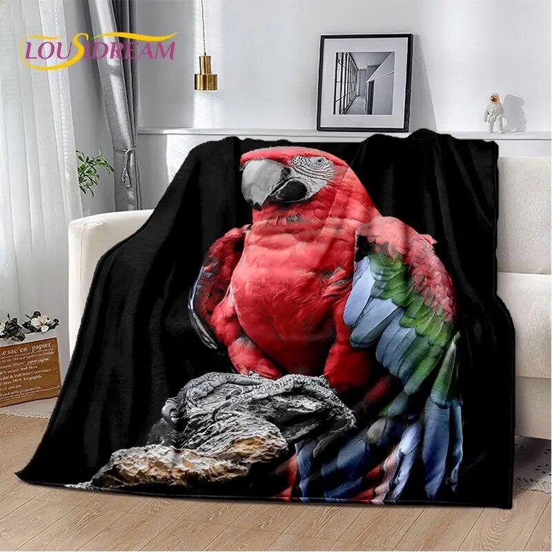 Macaws Colorful Birds Parrot Soft Plush Blanket,Flannel Blanket Throw Blanket for Living Room Bedroom Bed Sofa Picnic Cover Kids