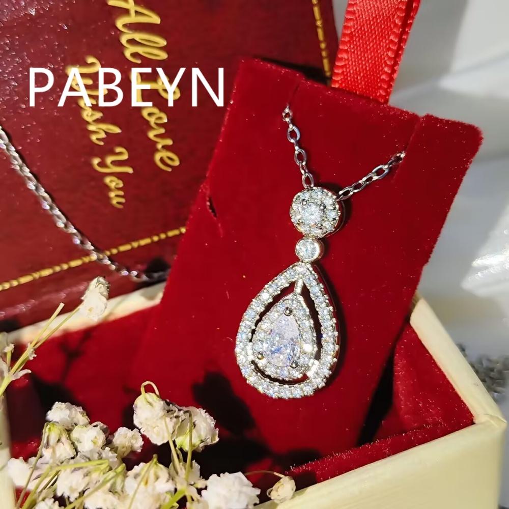 925 Sterling Silver Fashion Temperament White Water Drop Zircon Pendant Necklace Birthday Party Gift Jewelry Gift