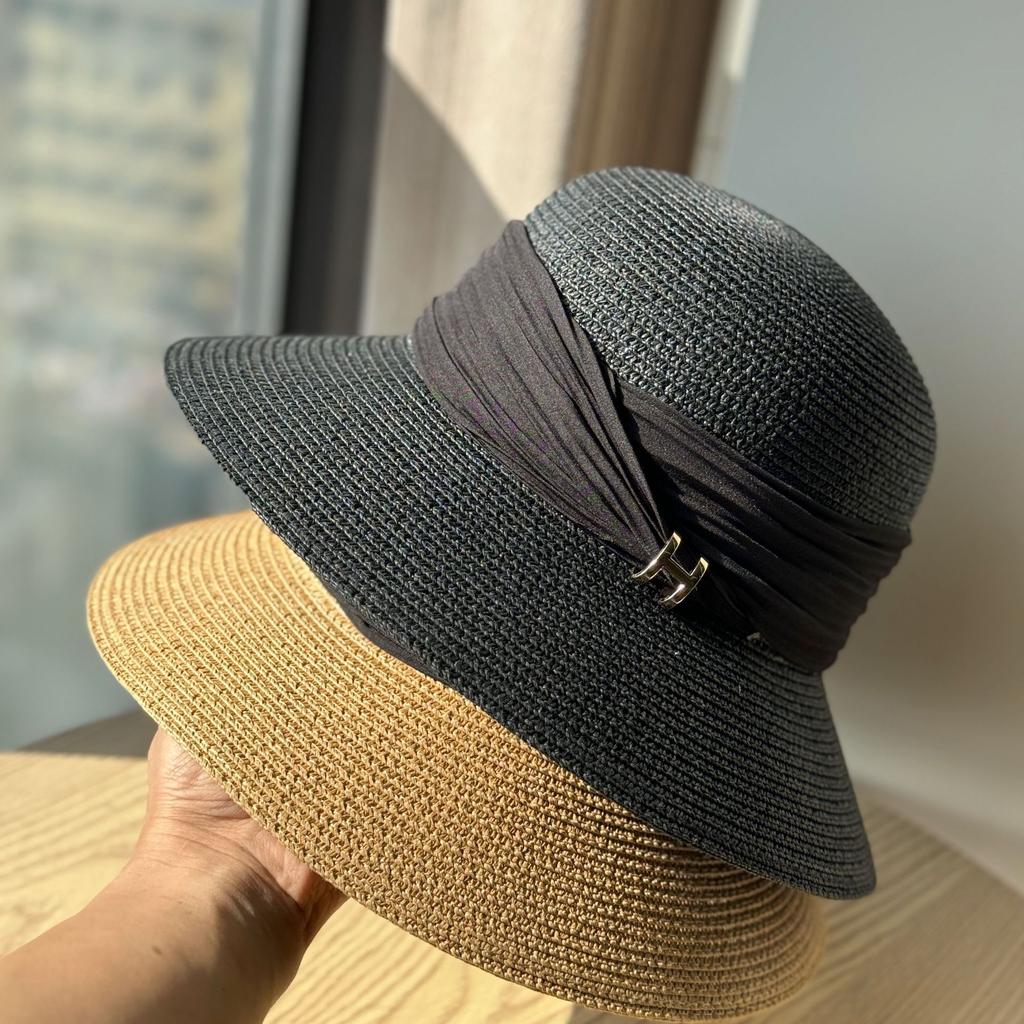 New French Straw Hat Women's Summer Seaside Sun Hat Beach Vacation Basin Hat Shade