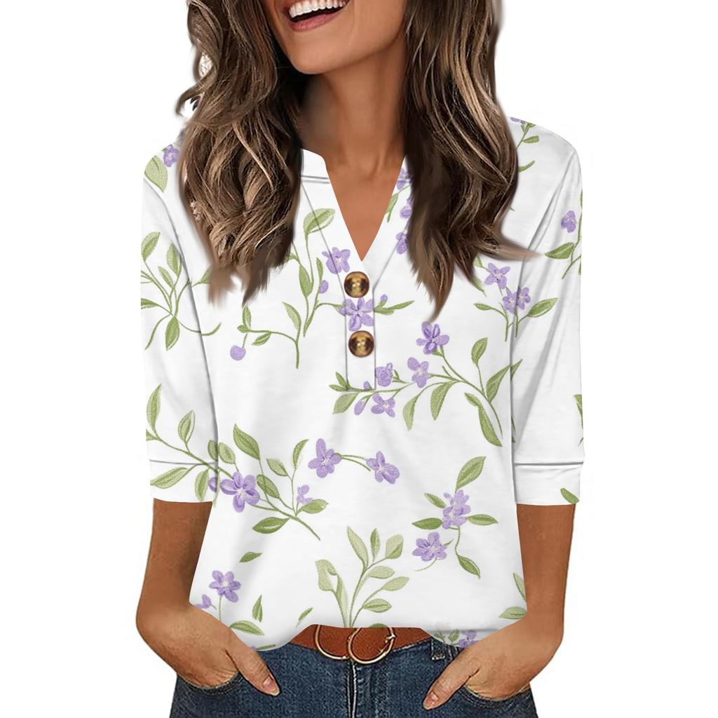 Camisas de Manga 3/4 Heley para Mujer Moda Verano Blusas Ropa para Vacaciones en la Playa