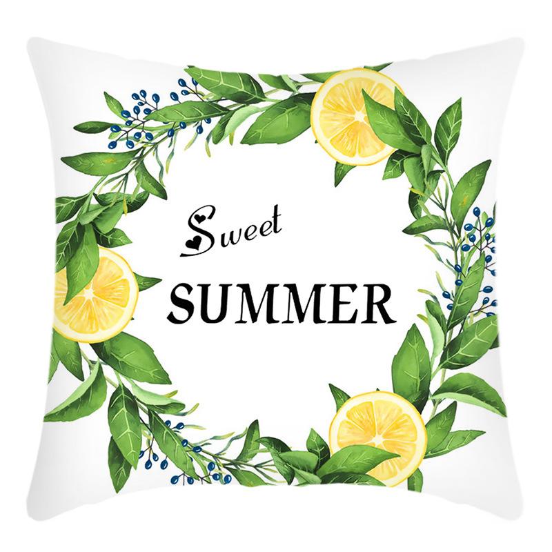 

New Pillowcase Green Plant Letter Print Pillowcase Lemon Print Pillowcase Home Sofa 45 * 45Cm pillowcase