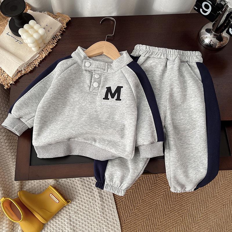 2025 Boys' Spring & Autumn Long-Sleeve Sweatshirt Outfit - Toddler Two-Piece Set