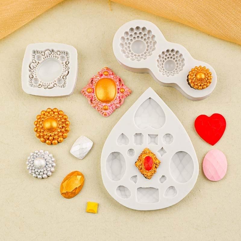 Food Grades Silicone Jewelry Shape Molds For Wedding Birthday Cakes Toppers Crafting Detachable Baking Accessories