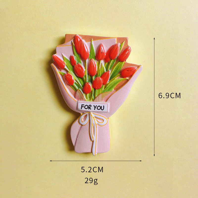 Simulation Sunflower Roses Flowers Refrigerator Stickers 3D Simple Resin Magnetic Stickers Home Kitchen Decorations