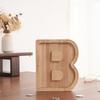 Wooden Piggy Bank with Clear Window, A-Z Letter Coin Cash Container for Kids Adults, Unbreakable Money Saving Box Decoration