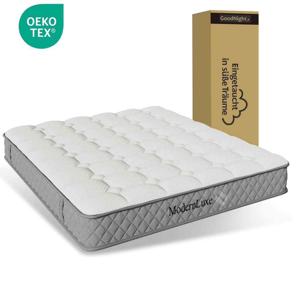 Modern Hydraulic Bed with High Headboard, 160x200cm Double with LED Lighting, Storage Space & USB/Type-C Ports, in Linen Look Beige (With Mattress)