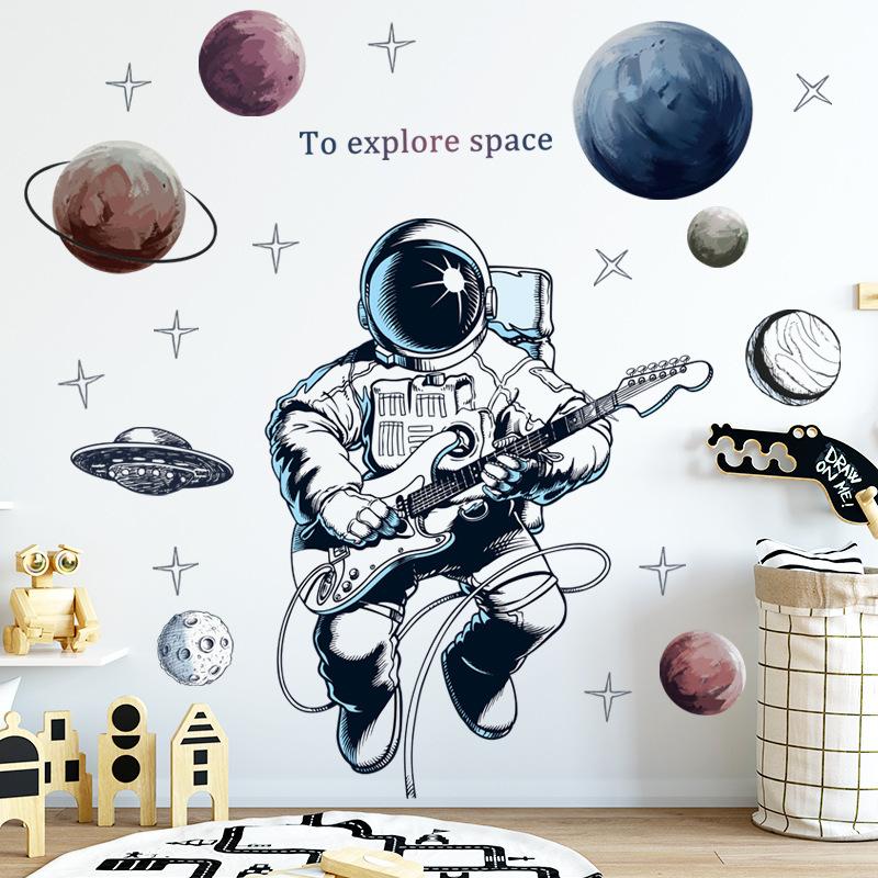 Astronaut Wall Stickers For Kids Room Nursery Kindergarten Decor Art Remvable Pvc Tile Decals