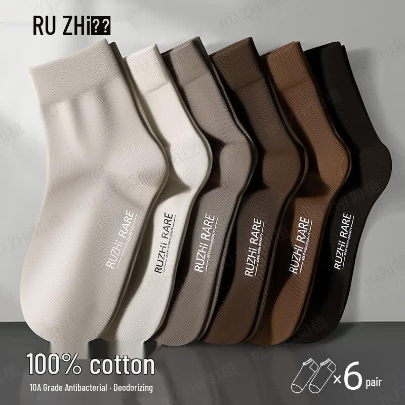 RUZHI Men s 100% Cotton Mid-Calf Socks M