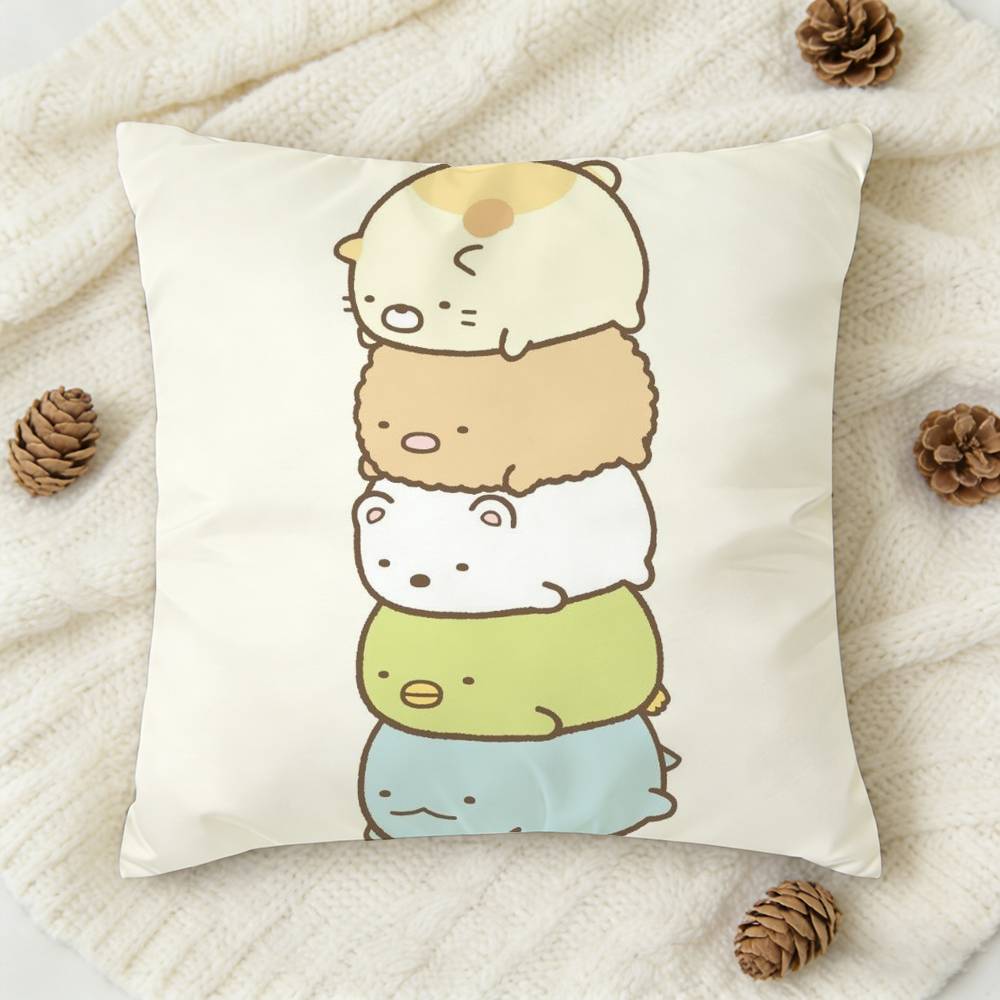 S-Sumikko Gurashi C-Colorfu Double-Sided Printed Square Decorative Cushion Cover For Sofa Living Room Home Decor