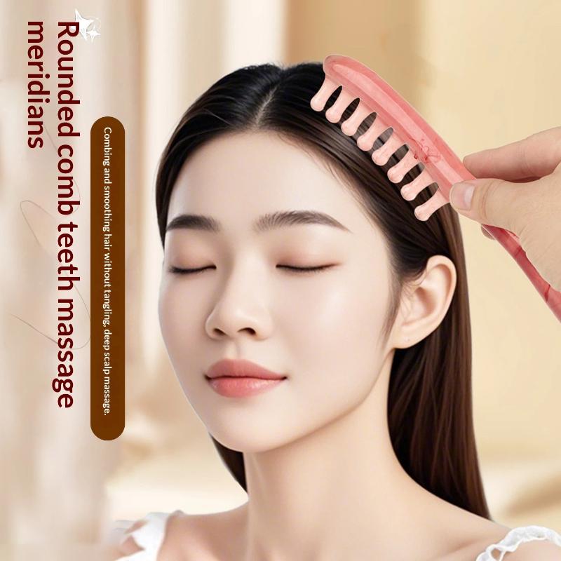 Resin Scalp Massage Comb with Smooth Rounded Teeth Comfortable Grip for Home Daily Wet Dry Hair Care Use
