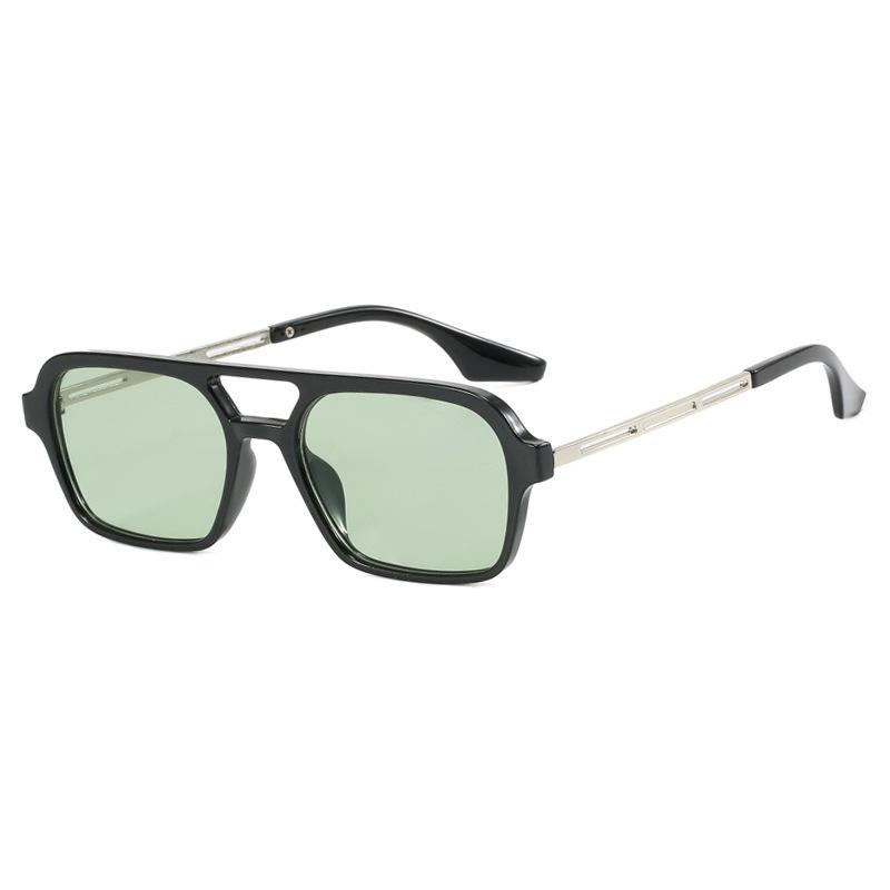 Non-polarized Casual Style Men Square Frame Dual Beam Fashion Sunglasses for Running, Anti Glare Hollow Men Shades