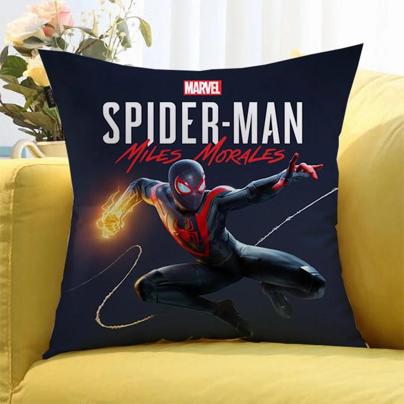 Federa Cuscino con Stampa di Figure Anime Marvel's Spider Man Cartone Animato Decorativa per Divano Casa Stampa Double-sided Federa Cuscino Carina