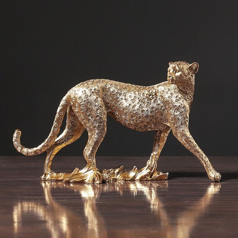 Resin Figurines Animal Statue Home Decor Leopard Sculptures for Yard Indoor Outdoor Decoration Statues Vivid Details