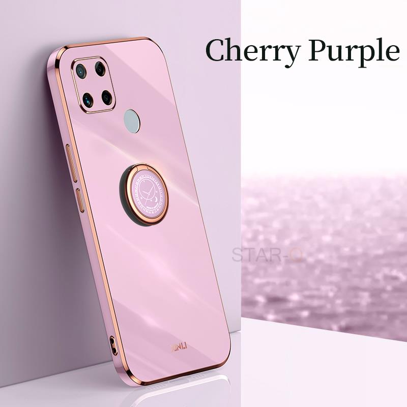 Plating Square Finger Ring Holder Phone Case On For Xiaomi Redmi 10c 9c Nfc Redmi9c Luxury Bumper Silicone Back Covers Xiomi