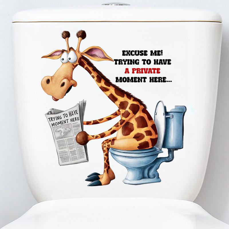 Cartoon Animal Toilet Stickers Funny Giraffe