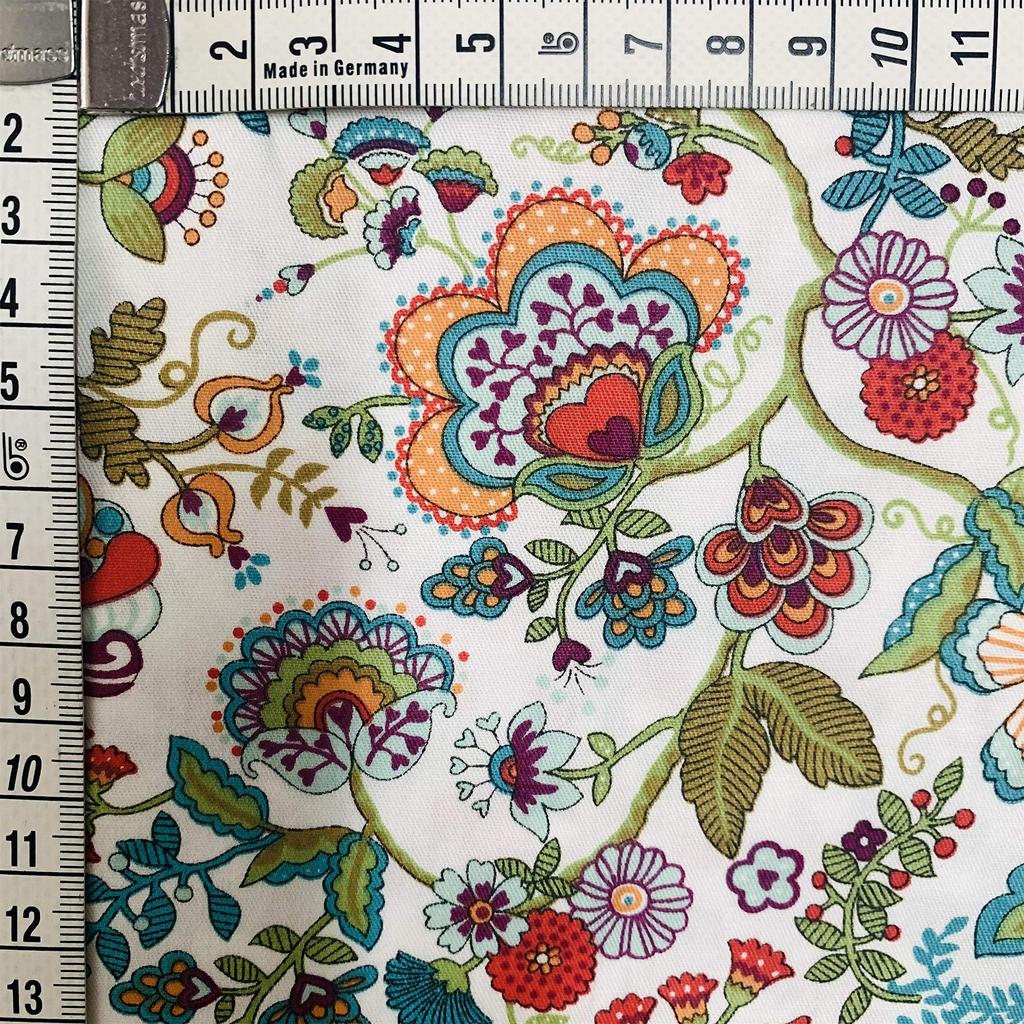 Handmade Fabric for Fabric Lunch and Combed Cotton Twill Weave Floral Pattern Tapestries, Panels, Curtains, Bags, Crafts. 100% (Green Leaves, 200cm)