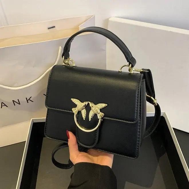 Women New Large Capacity Retro Shoulder Crossbody Small Square Bag Bacchus Swallow Solid Color Shoulder Bag