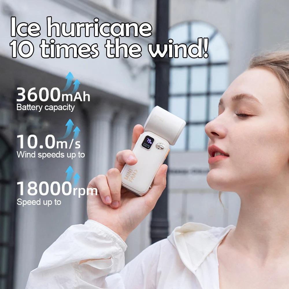 Mini High-speed Handheld Turbo Fan 100 Wind Speeds Adjustable 3600mAh USB Rechargeable Portable Fan Outdoor High Speed Turbo Fan