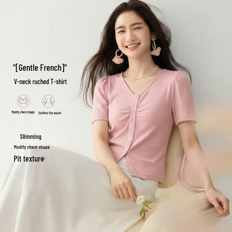 Handu Yishe Women s V-Neck Slim Fit T-Shirt L