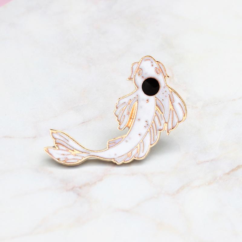 Pink White Koi Yin Yang Brooch Accessory for Denim Jackets