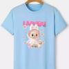 2025 New Children's T-shirt Wearing Princess Skirt LABUBU Printed Round Neck Short Sleeved Casual Girl's Top