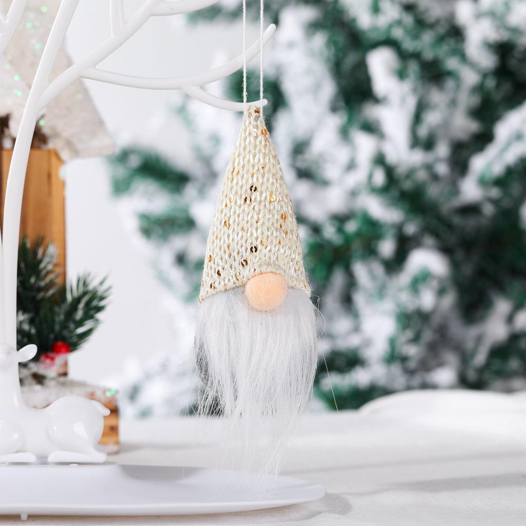 Knitted Sequin Santa Claus Doll Pendant - Festive Christmas Decoration