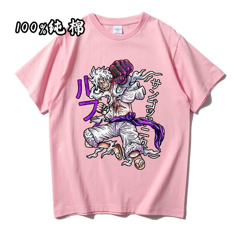 Luffy Luffy 5th Gear Short-sleeved Animation Peripheral One Piece ONE PIECE Gear5 Versatile T-shirt Pure Cotton