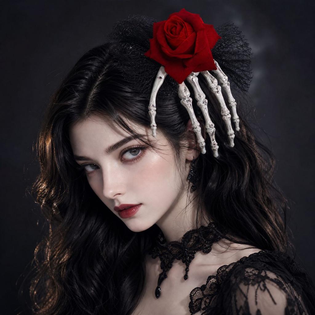 Halloween Skeleton Hand, Vintage Large Rose Lace Hand for Women