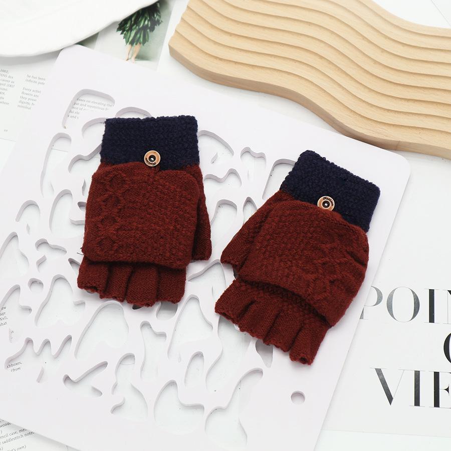 Zimní bezprsté rukavice s odklápěcím vrškem v korejském stylu - Unisex, kreslený design, kompatibilní s dotykovou obrazovkou, ideální pro psaní a ťukání