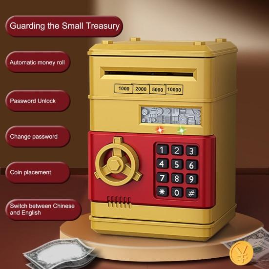Mini ATM Piggy Bank with Password, Auto-Roll Money Saving Box, Electronic Coin Cash ATM Machine, Birthday Gift for Boys Girls