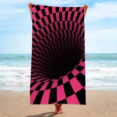 Abstract 3D Geruit Mooie Strandlaken Zandloos Badlaken Zomer Badjassen toalla tumbona voor Man Vrouw
