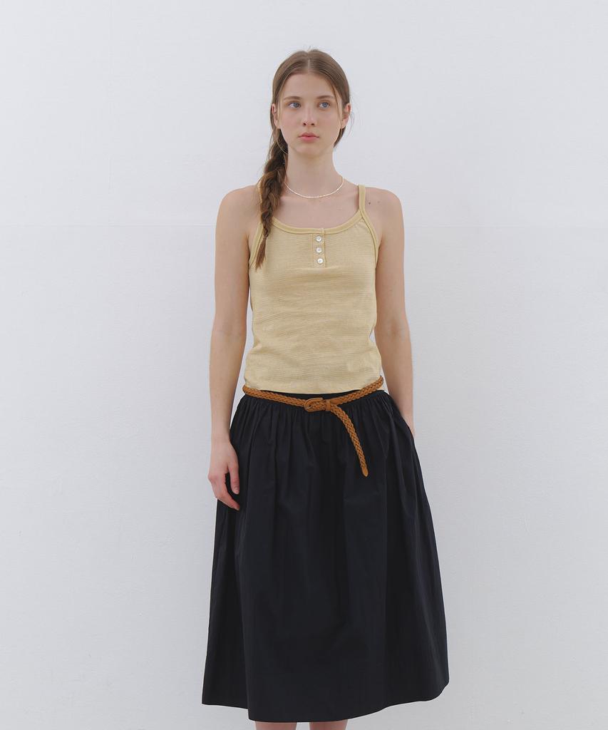CLUNY Muse Shirring Flare Long Skirt - White