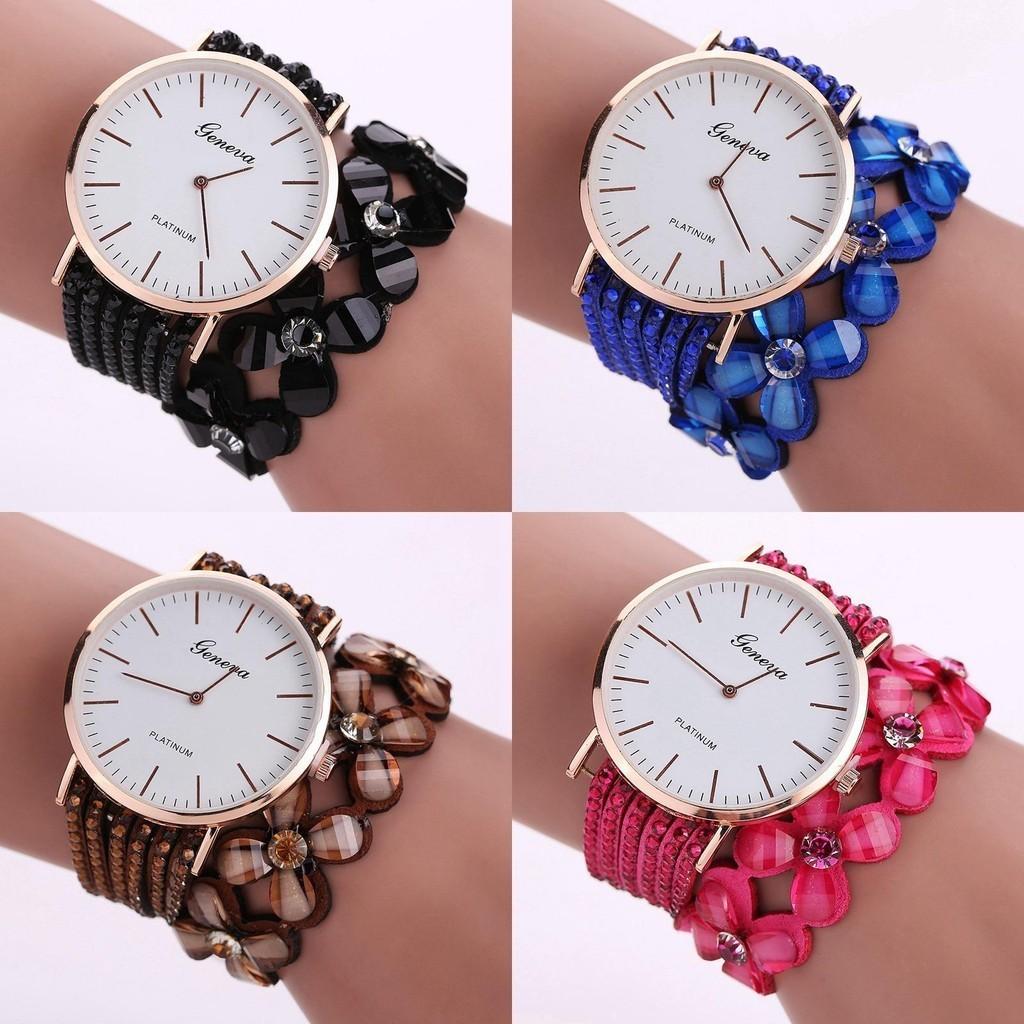 Elegant Floral Quartz Bracelet Watch Fashionable Women's Jewelry Timepiece