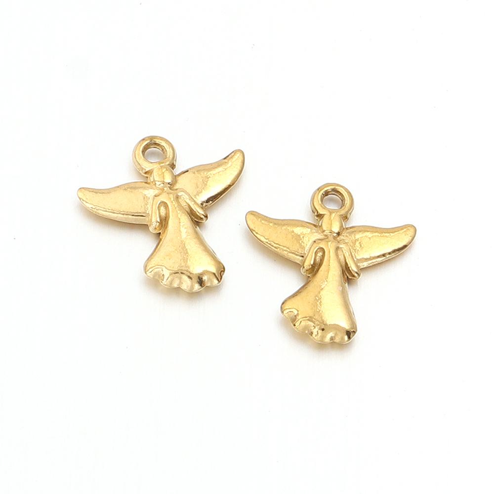5pcs Stainless Steel Little Angel Charms Gold Steel Color Charms Pendant For Jewelry Making DIY Necklace Pendants Accessories