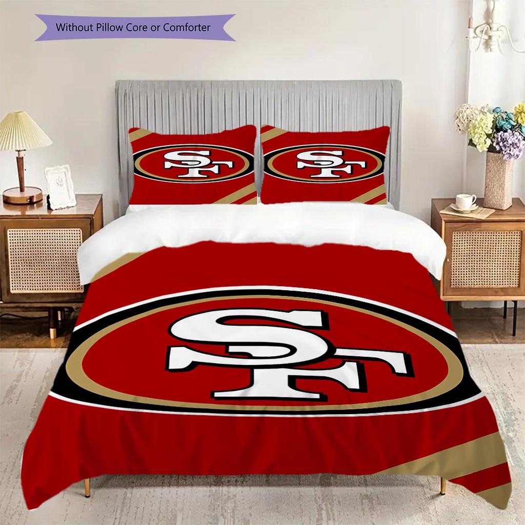 San Francisco 49ers Pattern Bedding Quilt Set Quilt Cover Pillowcase Home Decoration Birthday Gift (1 * duvet cover + 2 * pillowcase, without core)