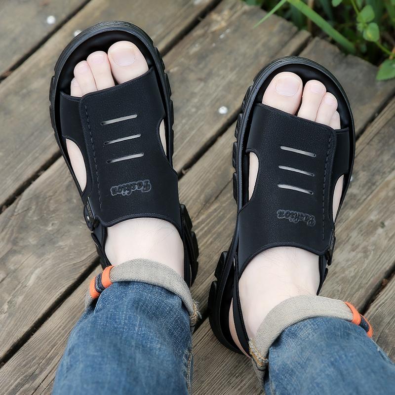 Fashion Summer Men Sandals Comfortable Outdoor Handmade Beach Walking Sneakers Hollow Out Lightweight Breathable Genuine Leather Shoes