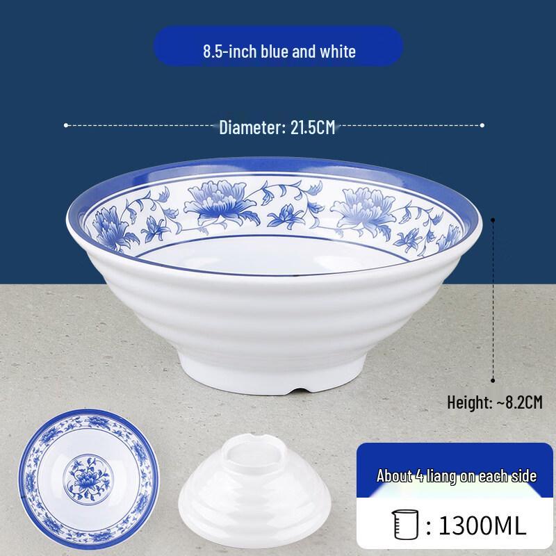 

Chinese Blue & White Melamine Noodle Bowl