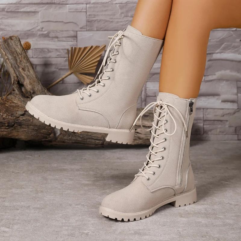 Large Size Autumn Winter Fashion Boots Korean Style Thick Bottom Round Toe White Women'S Cross-Border Over-Knee Boots