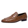 New 2024 Cool Summer Breathable Genuine Leather Slip On Shoes Men Casual Soft Light Lazy Shoes Men Slip-On Woven Loafer Shoes