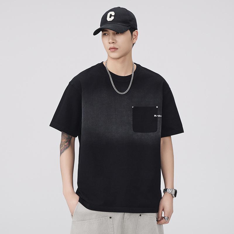 Summer Heavy Retro Trendy Short-sleeved T-shirt Men's American Loose Cotton Half-sleeved Top