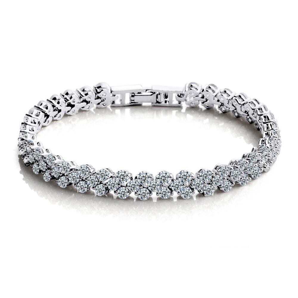

Stylish Zircon Roman Silver Bracelet Crystal Jewelry for Women Fashion Accessory