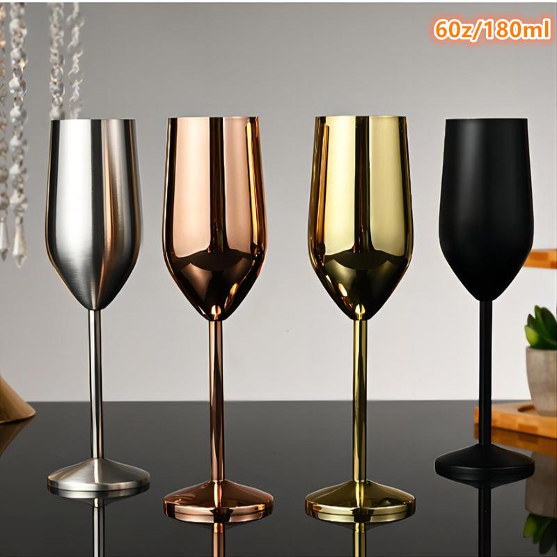 Elegant Gold Silver Stainless Steel Champagne Glasses Cocktail Glass Goblet Best Gift For Wedding Party Birthday Party Christmas