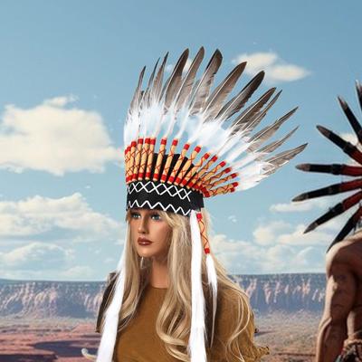 Indian Headwear Chief Feather Headdress for Role Play