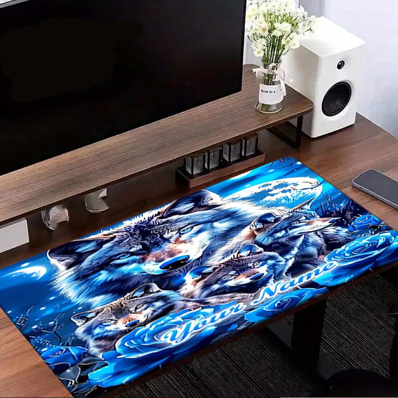 1PC Custom Name Wolf Family Moon Night Mouse pad, keyboard and mouse desk pad, for computer notebook Birthday Gift For Any Room Or Office