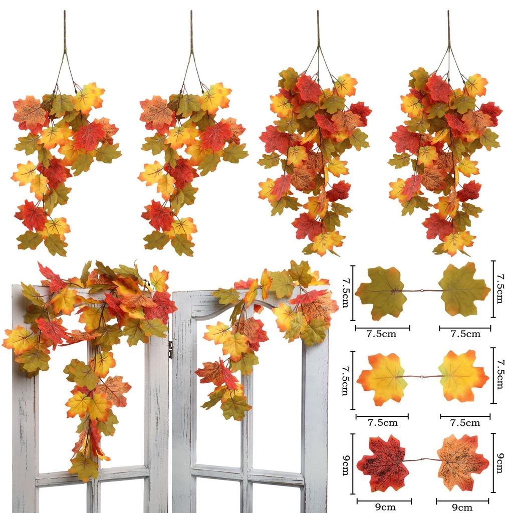 Realistic Autumn Maple Leaf Vine For Home Decor And Wedding Decoration 75cm Height