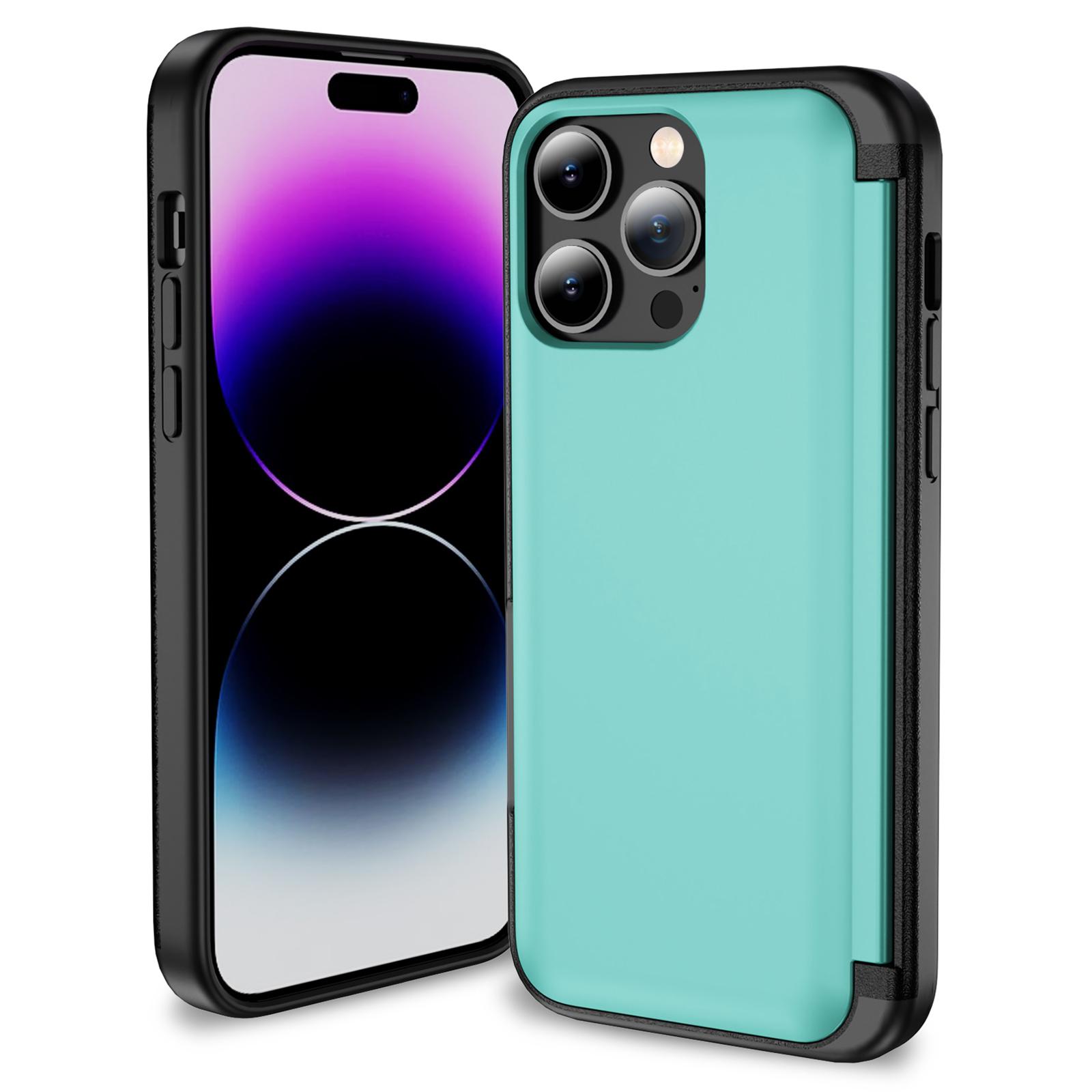 For iPhone 15 Pro Max Case TPU+PC Hidden Card Slot Phone Cover F