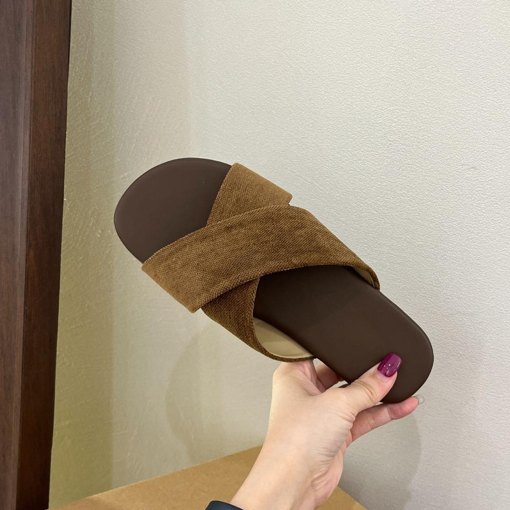 Cross-strapped Linen Slippers Women's Outerwear Summer New Retro Casual Sandals Vacation Seaside Beach Flat Sandals