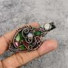 Multi Copper Turquoise & Rainbow Moonstone Pendant Gemstone Jewelry, 999 Copper Wire Wrapped Handmade Pendant, Latest Design Jewelry